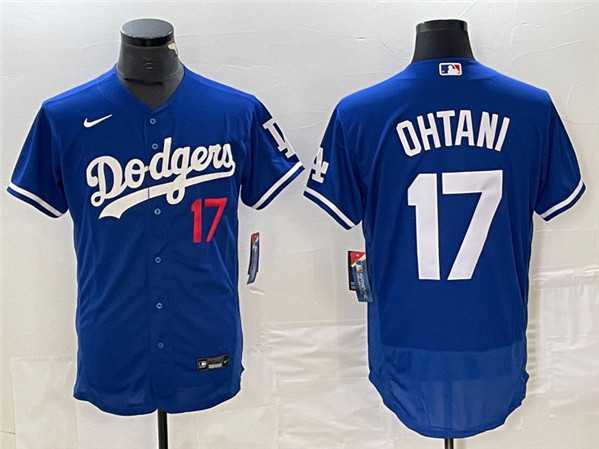 Men%27s Los Angeles Dodgers #17 Shohei Ohtani Blue Flex Base Stitched Baseball Jersey->los angeles dodgers->MLB Jersey